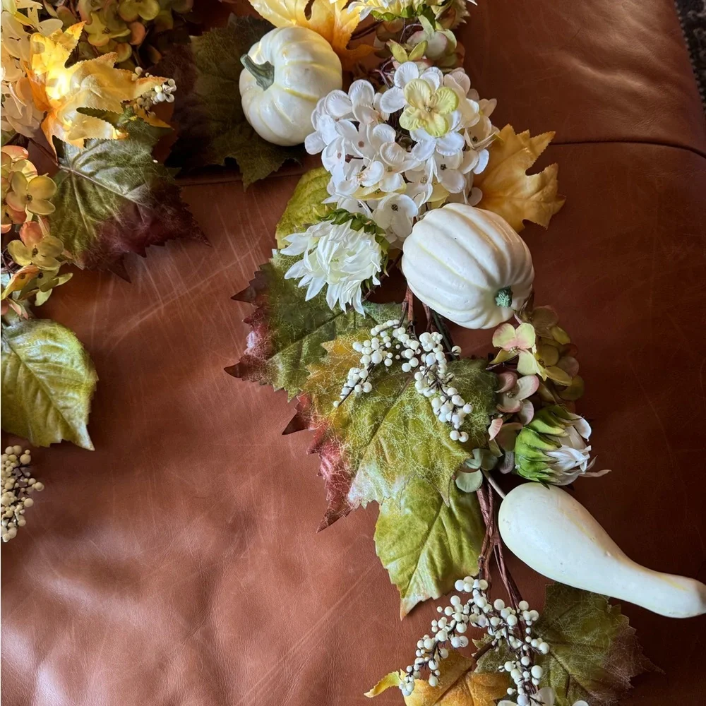 Autumn Harvest Floral Swag with Pumpkins
